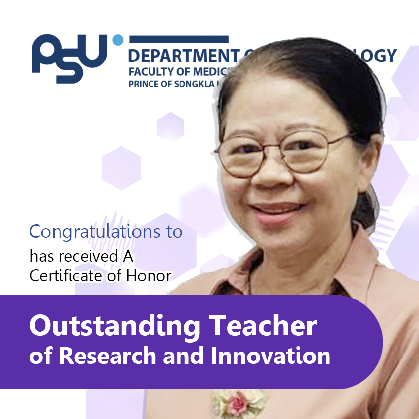 Prof.Sawitri Assanangkornchai has received A Certificate of Honor Outstanding Teacher of Research and Innovation